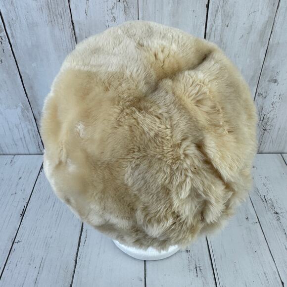 VTG Amrose Beige Gray Fur Pillbox Cloch Hat with Bow 1950\'s 1960\'s One Size main image 5